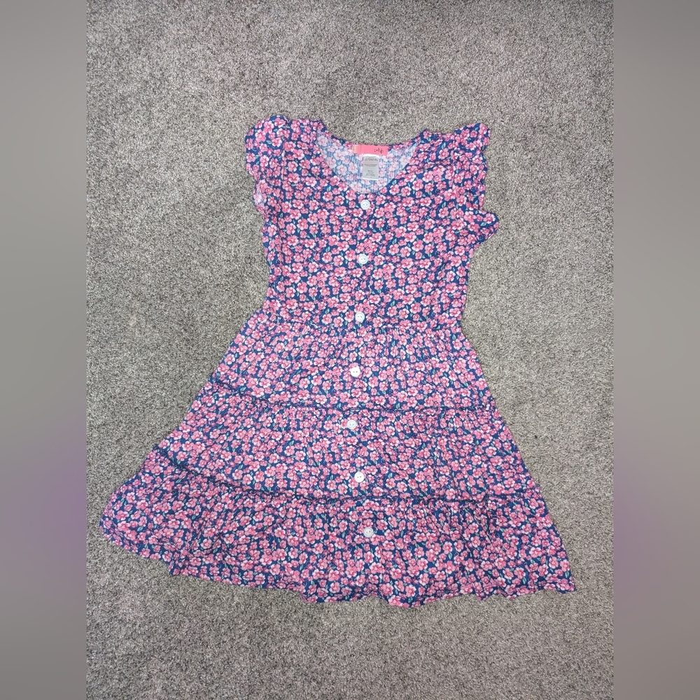 Floral Pink and Blue Kids Dress